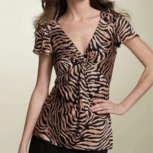 DVF | Silk Zebra Animal Print Jessie Blouse Small